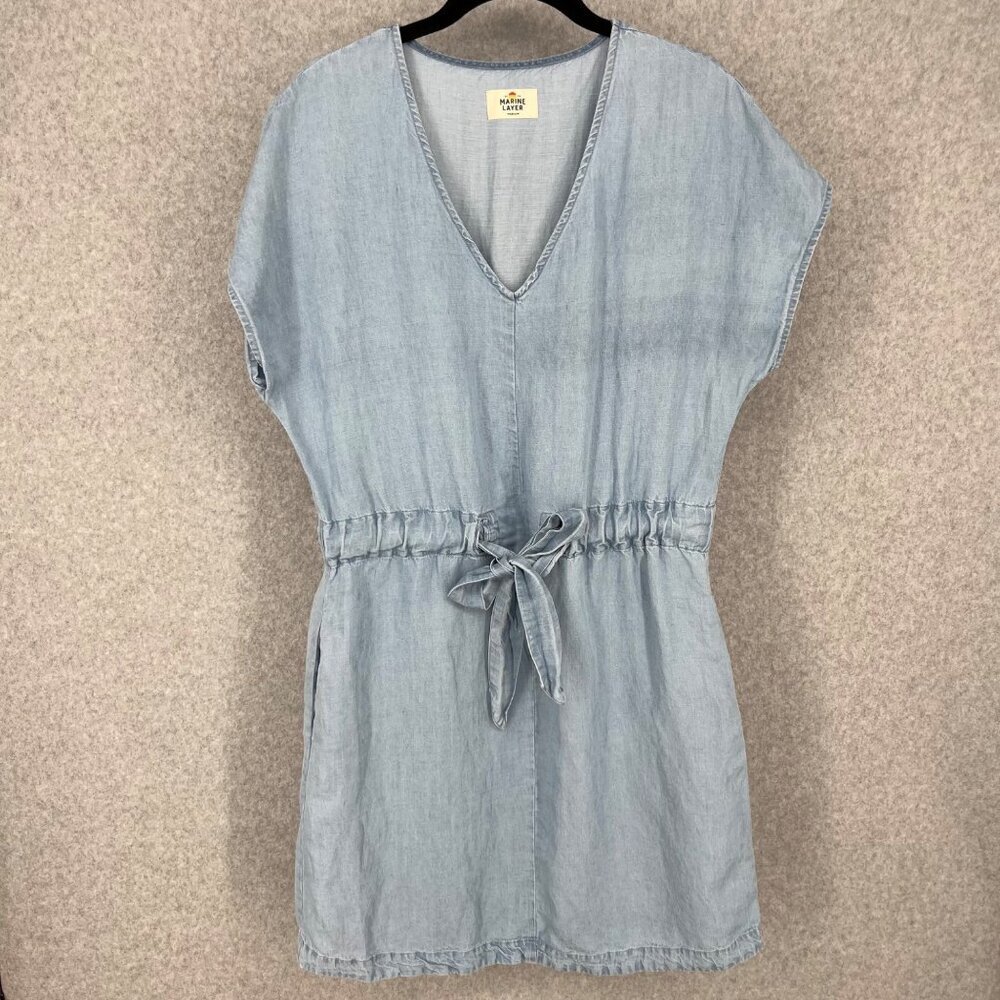 Marine Layer Light Blue Chambray Mini Dress
